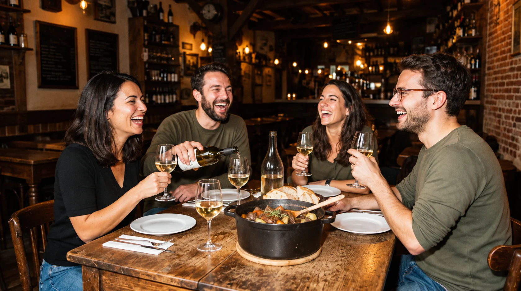 Des amis réunis autour d’un repas